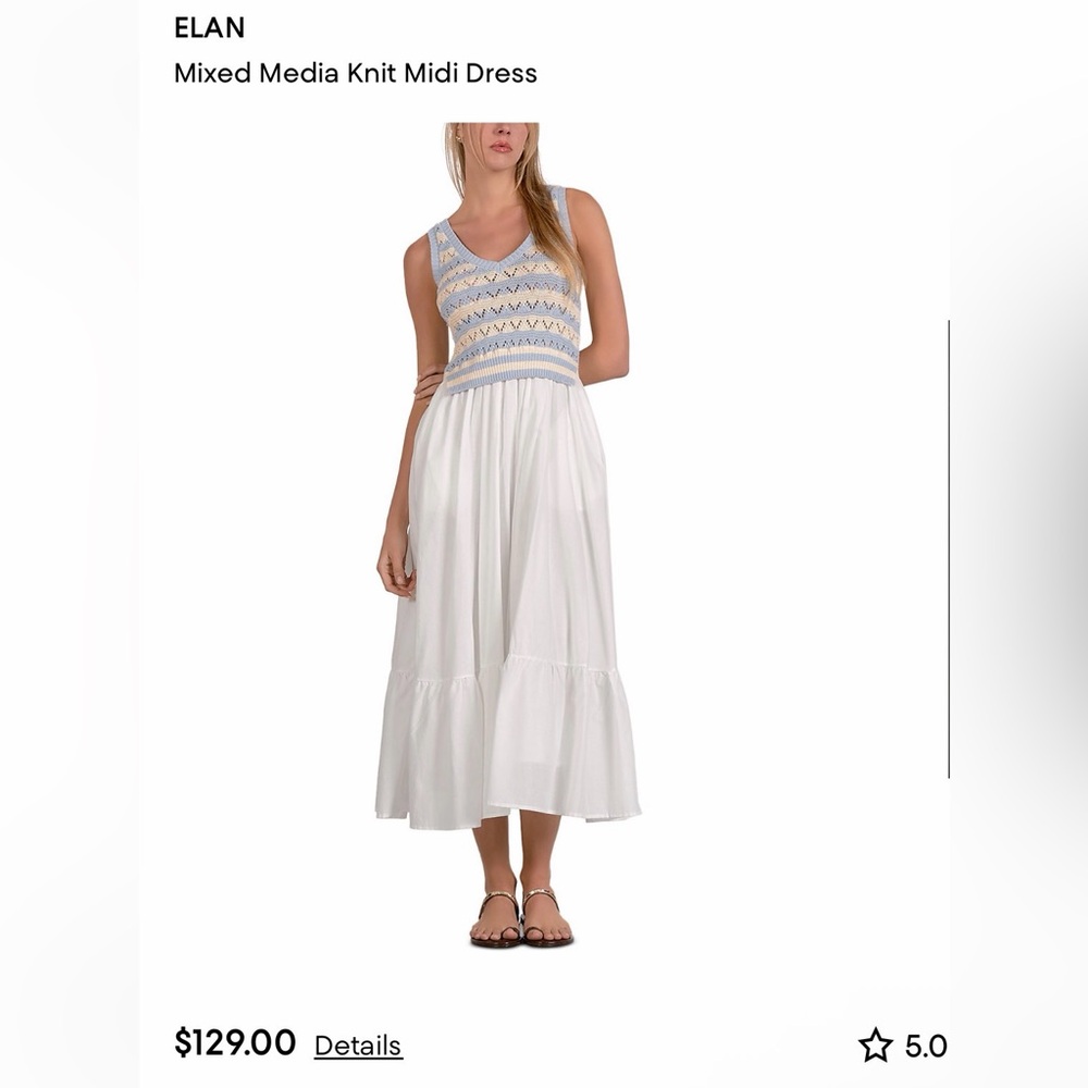 ELAN Mixed Media Knit Midi Dress, NWT
